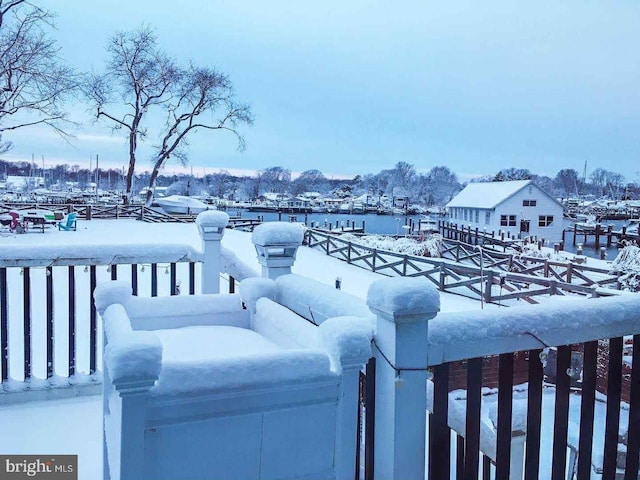 6082 Drum Point Rd, Deale, MD 20751 - view of snow covered deck