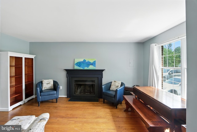 6082 Drum Point Rd, Deale, MD 20751 - sitting room with a fireplace with flush hearth and wood finished floors