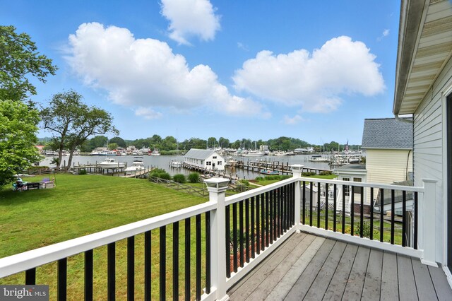 6082 Drum Point Rd, Deale, MD 20751 - deck with a water view and a yard