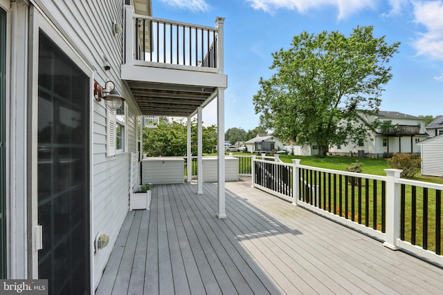6082 Drum Point Rd, Deale, MD 20751 - deck with a residential view and a lawn