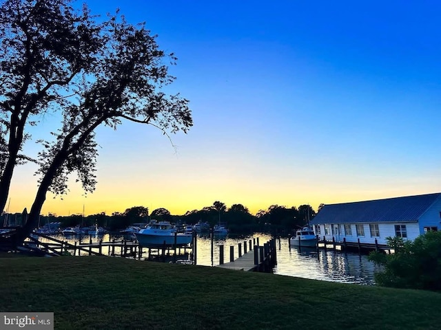 6082 Drum Point Rd, Deale, MD 20751 - dock with a water view and a yard
