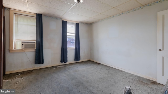 6254 Marsden St, Philadelphia, PA 19135 - unfurnished room with a drop ceiling, carpet flooring, cooling unit, and baseboards