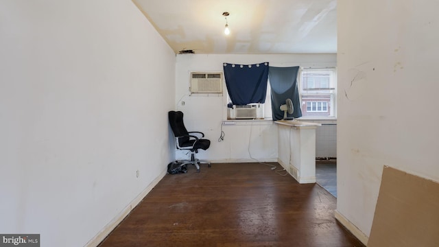 6254 Marsden St, Philadelphia, PA 19135 - unfurnished office featuring a wall mounted air conditioner, wood finished floors, and cooling unit