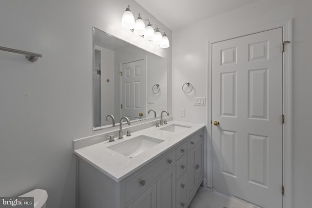 6 Constantine Dr, Phoenix, MD 21131 - full bathroom featuring double vanity, marble finish floors, and toilet