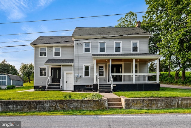8255 Mertztown Rd, Alburtis, PA 18011 - view of front of house with a porch and a front lawn
