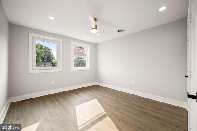 8255 Mertztown Rd, Alburtis, PA 18011 - unfurnished room with ceiling fan, wood finished floors, baseboards, and recessed lighting
