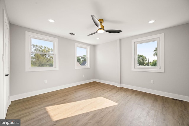 8255 Mertztown Rd, Alburtis, PA 18011 - unfurnished room with wood finished floors, baseboards, recessed lighting, and ceiling fan