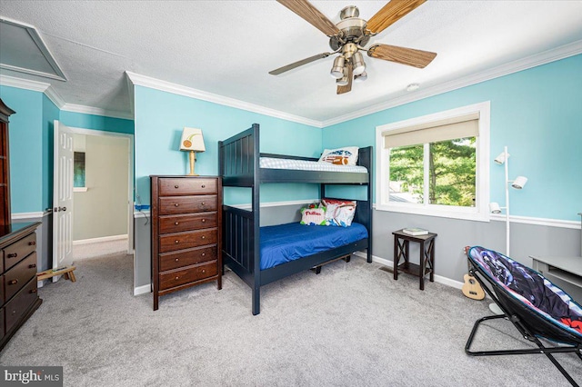 1323 Washington Dr, Annapolis, MD 21403 - bedroom featuring ornamental molding, carpet floors, baseboards, and ceiling fan