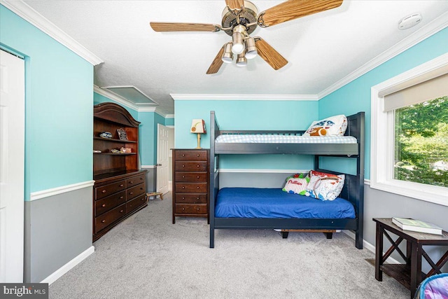 1323 Washington Dr, Annapolis, MD 21403 - carpeted bedroom featuring ornamental molding, baseboards, and a ceiling fan