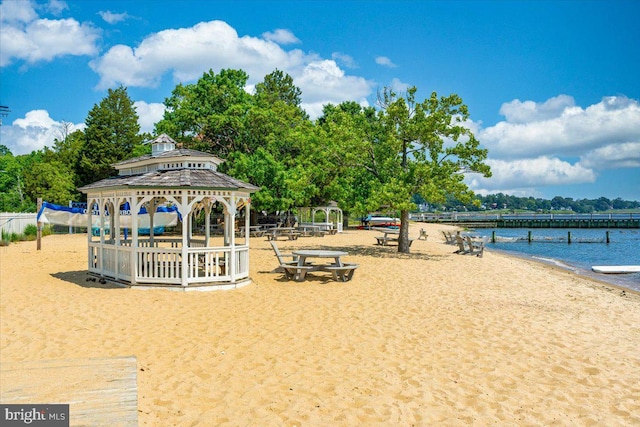 1323 Washington Dr, Annapolis, MD 21403 - surrounding community with a gazebo, view of water and beach, and view of wooded area