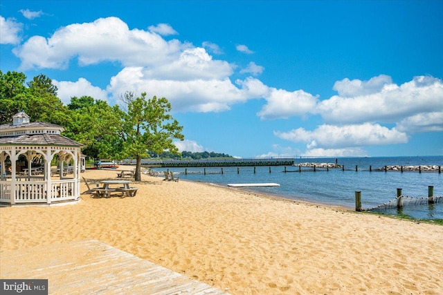 1323 Washington Dr, Annapolis, MD 21403 - view of community with view of water and beach, a gazebo, and a boat dock