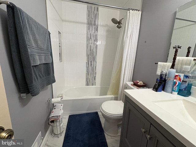 5930 Langton Dr, Franconia, VA 22310 - full bathroom featuring marble look tiles, shower / bathtub combination with curtain, and vanity