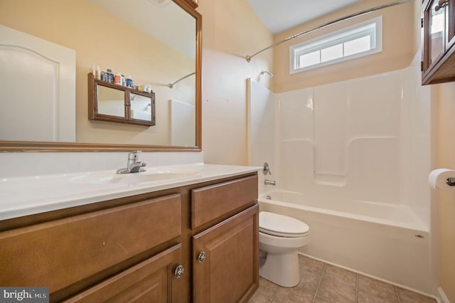 44 Homberg Cir, Dover, DE 19904 - bathroom with bathing tub / shower combination, toilet, vanity, and tile patterned floors