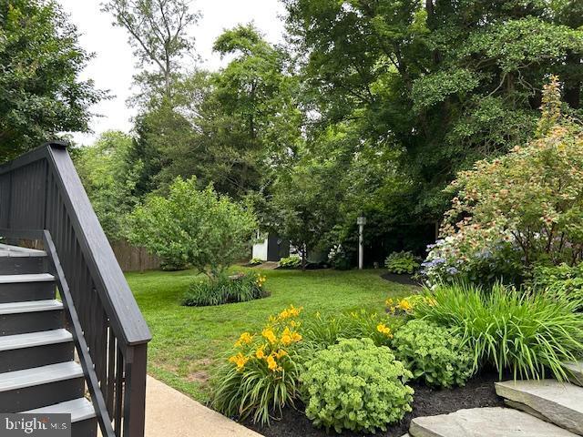 1247 Silver Run Dr, Pasadena, MD 21122 - view of grassy yard with stairway