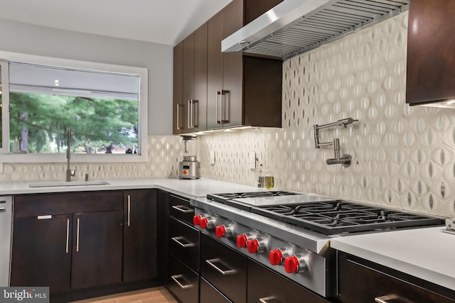 1004 Mercer Rd, Princeton, NJ 08540 - kitchen with stainless steel gas stovetop, wall chimney range hood, and light countertops
