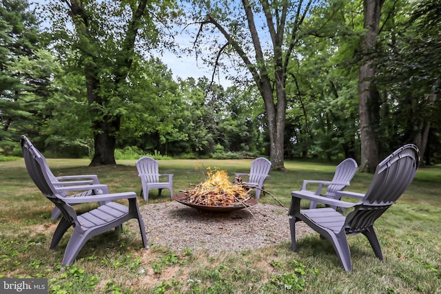 1004 Mercer Rd, Princeton, NJ 08540 - view of grassy yard featuring an outdoor fire pit and view of wooded area
