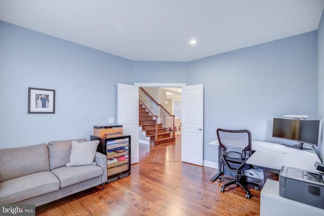 41031 Brook Grove Dr, Aldie, VA 20105 - office with wood finished floors, baseboards, and recessed lighting