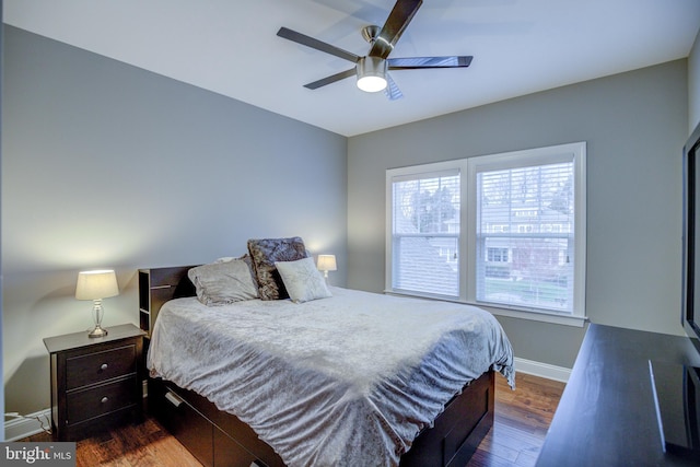 41031 Brook Grove Dr, Aldie, VA 20105 - bedroom featuring baseboards, wood finished floors, and a ceiling fan