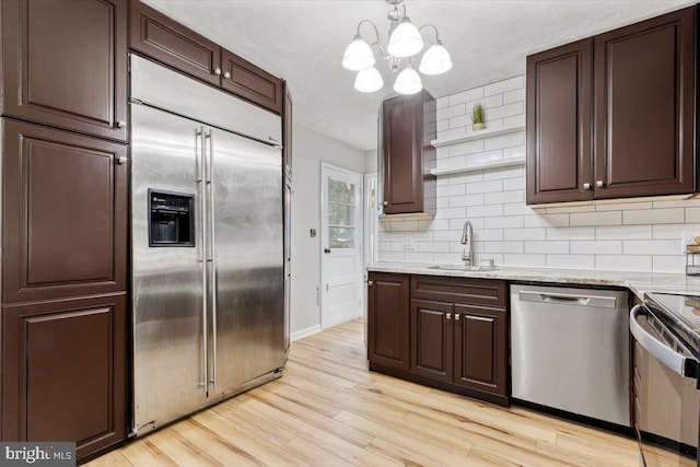 297 Killian Rd, Honey Brook, PA 19344 - kitchen with appliances with stainless steel finishes, dark brown cabinets, tasteful backsplash, and light wood finished floors