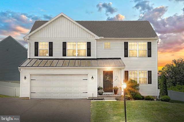 252 Valley View Cir, York, PA 17408 - view of front of home featuring a standing seam roof, driveway, and metal roof