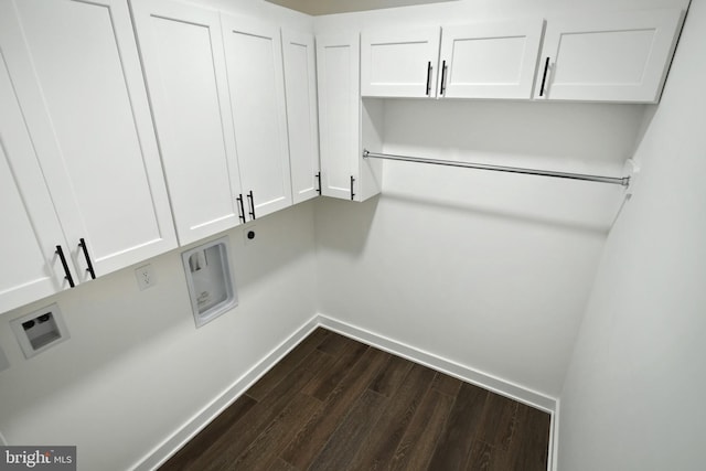 2741 Primrose Ln N, York, PA 17404 - laundry room featuring cabinet space, baseboards, dark wood finished floors, hookup for a washing machine, and electric dryer hookup