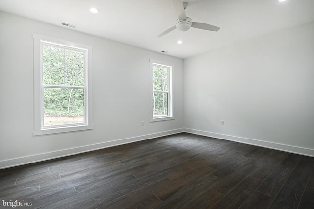 2741 Primrose Ln N, York, PA 17404 - empty room featuring dark wood-type flooring, recessed lighting, baseboards, and a ceiling fan