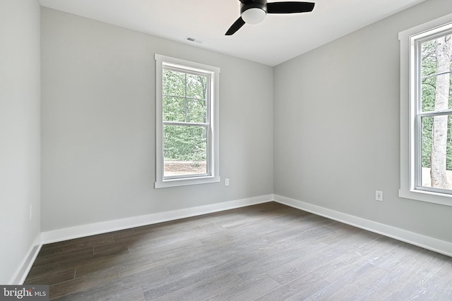 2741 Primrose Ln N, York, PA 17404 - empty room featuring wood finished floors, a ceiling fan, and baseboards