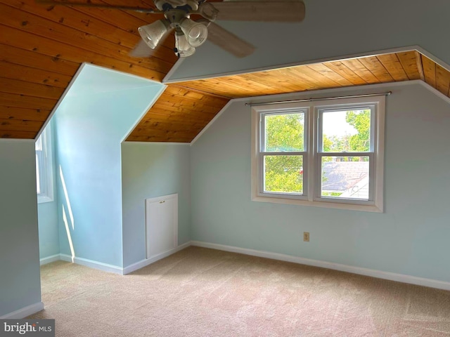 245 Carvel Rd, Pasadena, MD 21122 - additional living space with wooden ceiling, vaulted ceiling, carpet flooring, and baseboards