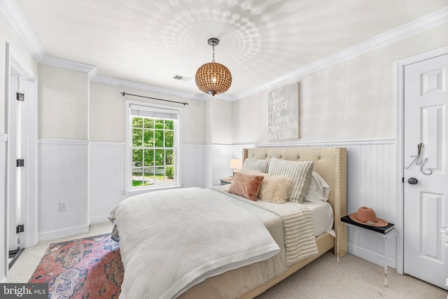 3209 Henson Ave, Annapolis, MD 21403 - carpeted bedroom featuring a wainscoted wall and crown molding