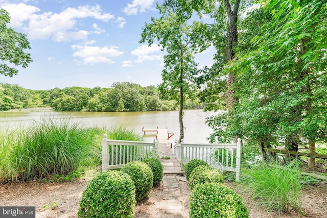 3209 Henson Ave, Annapolis, MD 21403 - view of yard featuring a water view, a dock, and a view of trees