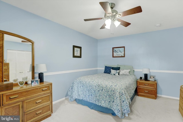 143 Brittany Dr, Chalfont, PA 18914 - bedroom featuring light carpet and a ceiling fan