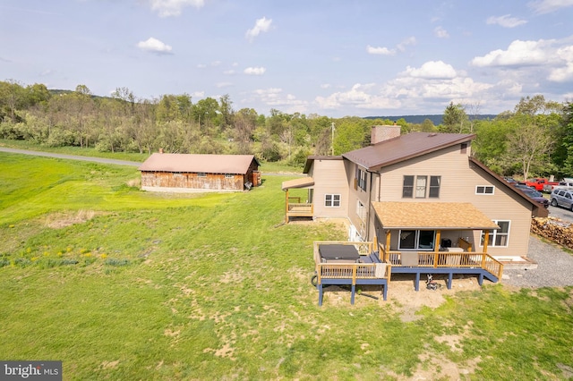 1801 Middle Ridge Rd, Romney, WV 26757 - rear view of house with a chimney, a yard, and a deck