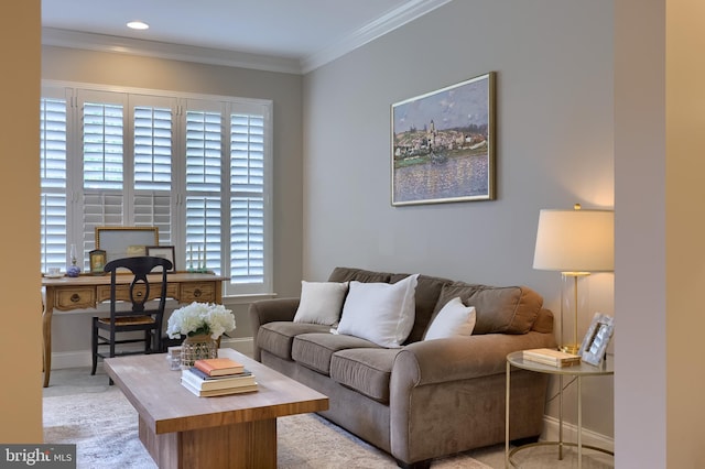 2149 Colleens Way, Lancaster, PA 17601 - carpeted living area featuring baseboards and crown molding