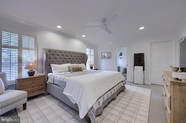 2149 Colleens Way, Lancaster, PA 17601 - bedroom with ornamental molding, recessed lighting, a ceiling fan, and light colored carpet