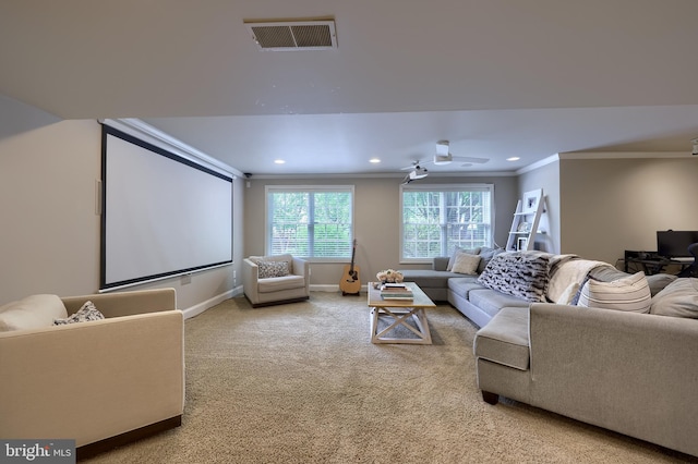 2149 Colleens Way, Lancaster, PA 17601 - home theater featuring ornamental molding, recessed lighting, light colored carpet, and baseboards