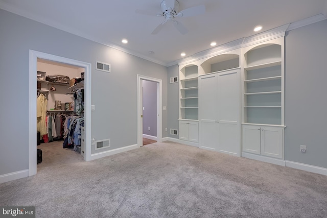 2149 Colleens Way, Lancaster, PA 17601 - unfurnished bedroom featuring carpet floors, ornamental molding, baseboards, a spacious closet, and recessed lighting