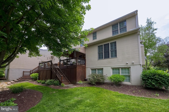 2149 Colleens Way, Lancaster, PA 17601 - back of house with stairs, a lawn, and a deck