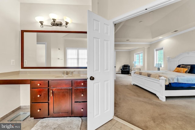 3913 Rolling Paddock Dr, Upper Marlboro, MD 20772 - ensuite bathroom with vanity, ornamental molding, tile patterned floors, and baseboards