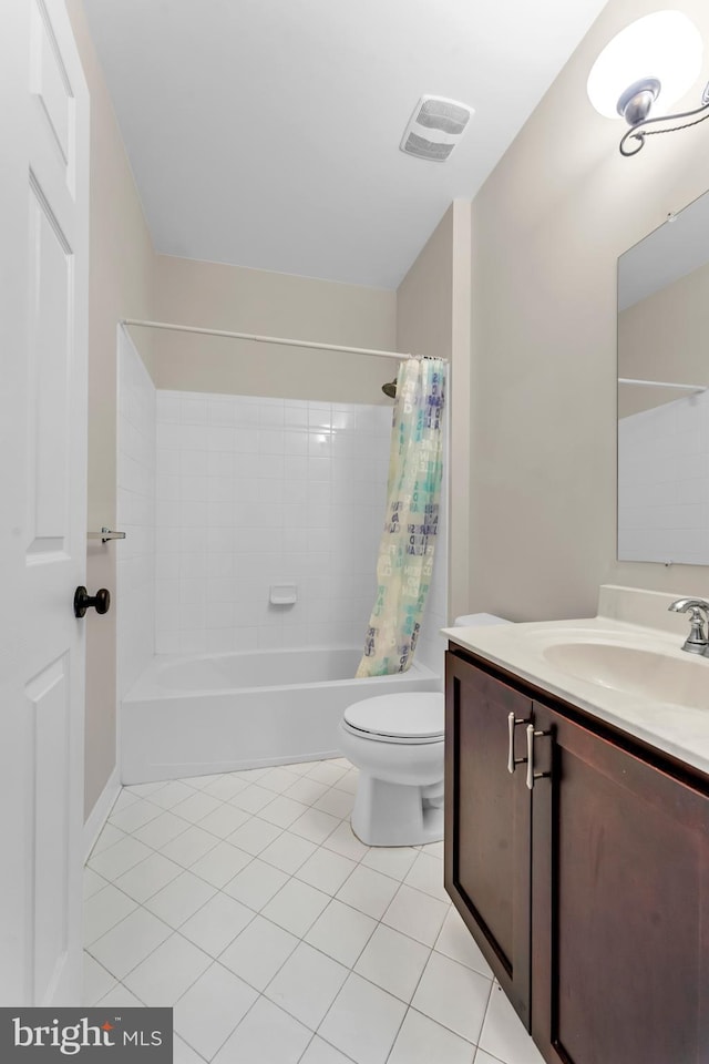 3913 Rolling Paddock Dr, Upper Marlboro, MD 20772 - bathroom with tile patterned floors, vanity, shower / bath combination with curtain, and toilet
