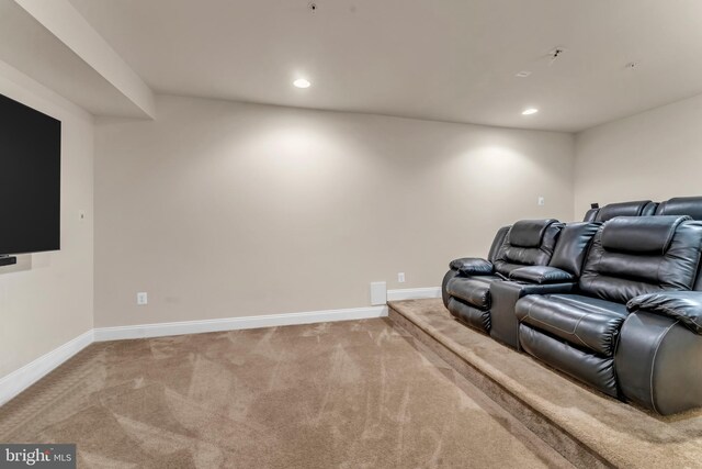3913 Rolling Paddock Dr, Upper Marlboro, MD 20772 - carpeted home theater with recessed lighting and baseboards