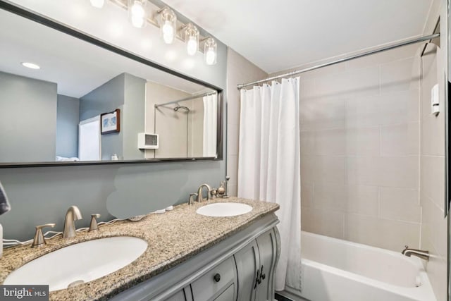 1523 N Hollywood St, Philadelphia, PA 19121 - full bathroom with shower / tub combo with curtain and double vanity