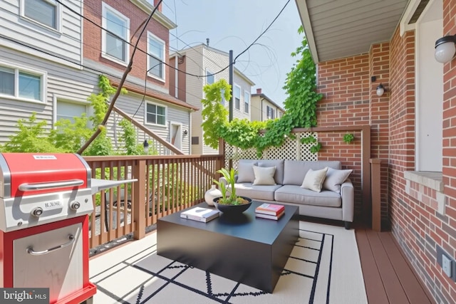 1523 N Hollywood St, Philadelphia, PA 19121 - wooden terrace featuring an outdoor living space and a grill
