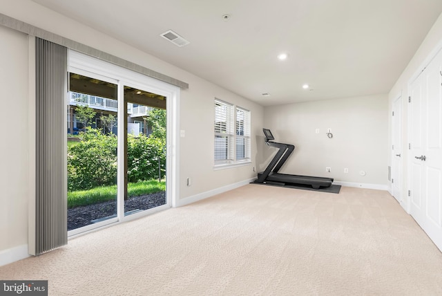 2270 Haw River Rd, Hanover, MD 21076 - workout room featuring baseboards, carpet flooring, and recessed lighting