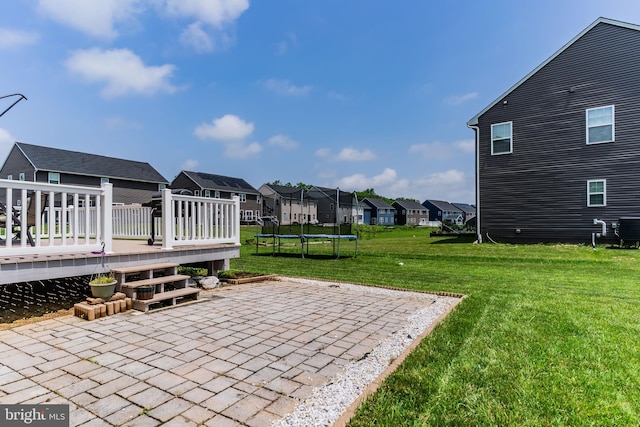 11 Kestrel Dr, Mechanicsburg, PA 17050 - view of patio / terrace featuring a residential view, a deck, a trampoline, and central air condition unit
