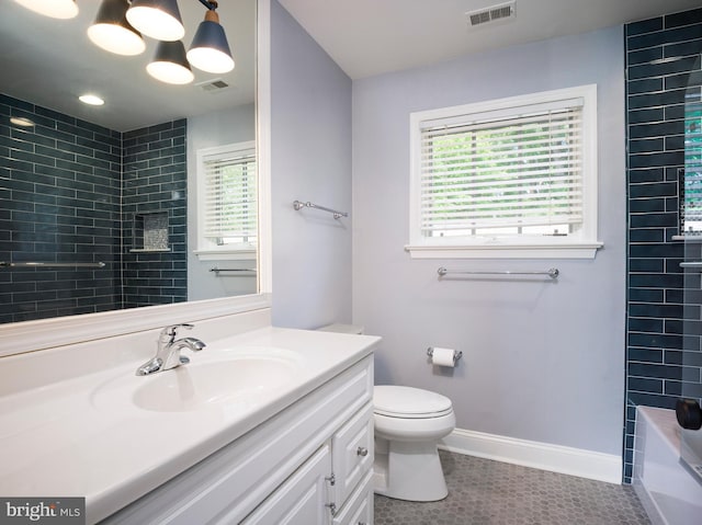 745 Conestoga Rd, Bryn Mawr, PA 19010 - bathroom with vanity, toilet, healthy amount of natural light, and baseboards
