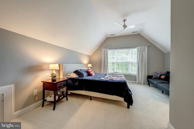 15220 Highview Ct, Waterford, VA 20197 - bedroom featuring carpet, vaulted ceiling, ceiling fan, and baseboards
