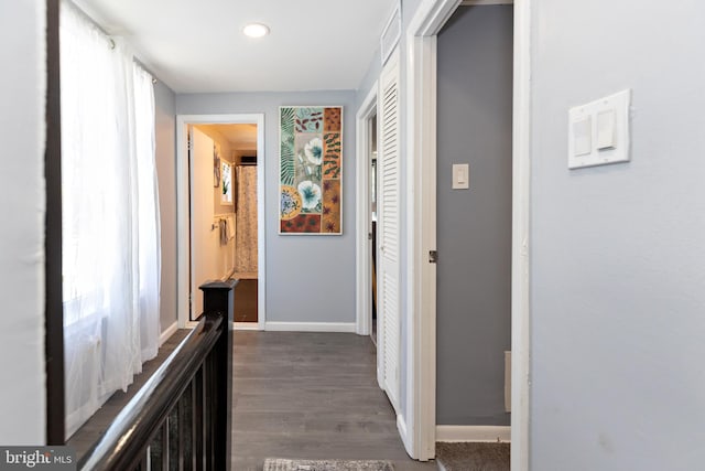412 Horace Ave, Palmyra, NJ 08065 - hall with dark wood-style floors, baseboards, and recessed lighting