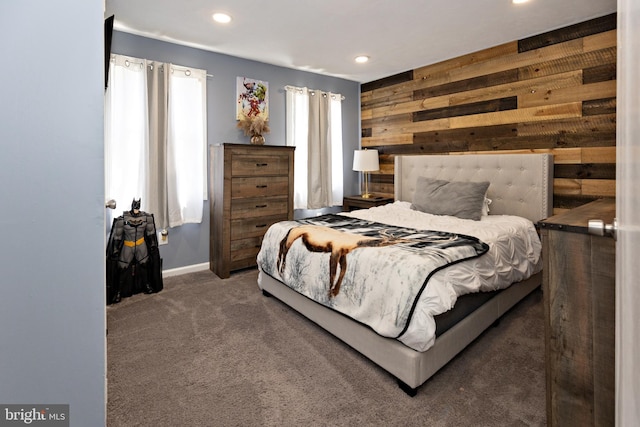412 Horace Ave, Palmyra, NJ 08065 - carpeted bedroom featuring wood walls, recessed lighting, and baseboards