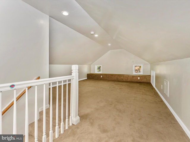 19330 Longmeadow Rd, Hagerstown, MD 21742 - additional living space featuring light carpet, vaulted ceiling, recessed lighting, and baseboards