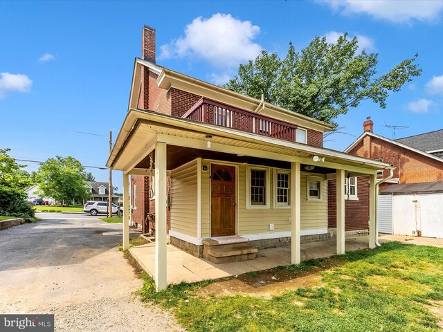 19330 Longmeadow Rd, Hagerstown, MD 21742 - view of front of home with a chimney and a deck